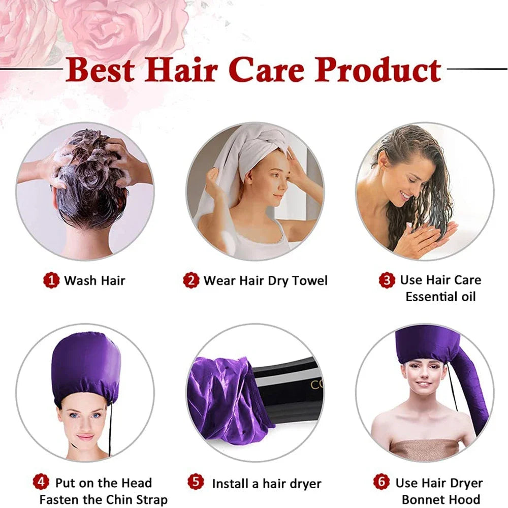 Hair Drying Cap Hair Dryer Caps Care Hair Perm and Dye Styling Warm Air Adjustable Drying Hood Home Hairdressing Salon Supply